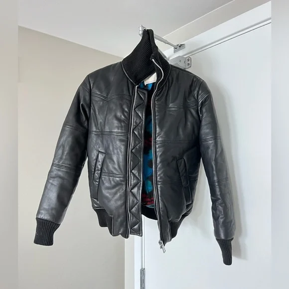 Kenzo H&m Leather Bomber Jacket Coat F/w 16 Medium Black Paris Winter